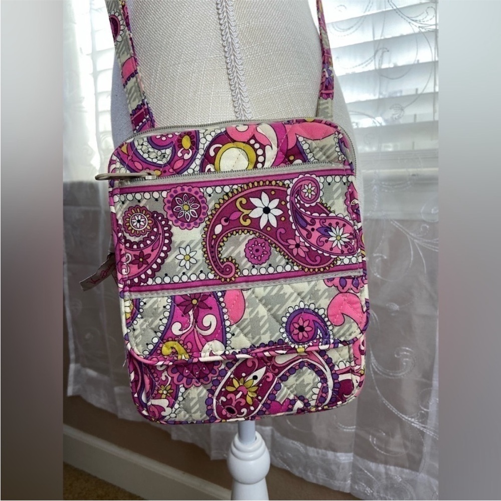 Vera Bradley Pink and Gray Paisley Crossbody Bag